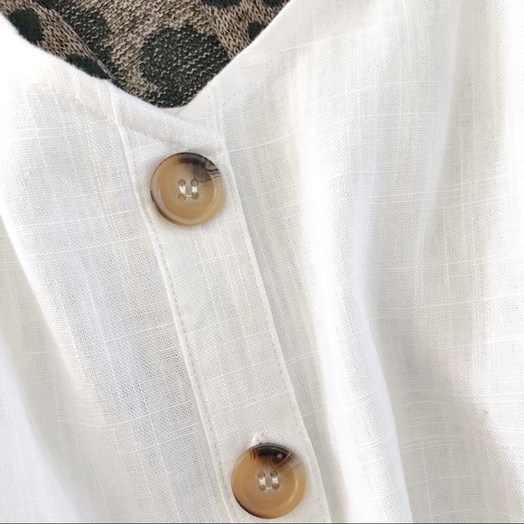 White Linen Tie Front Top, Button Down Cami Tank - Picture 5 of 5
